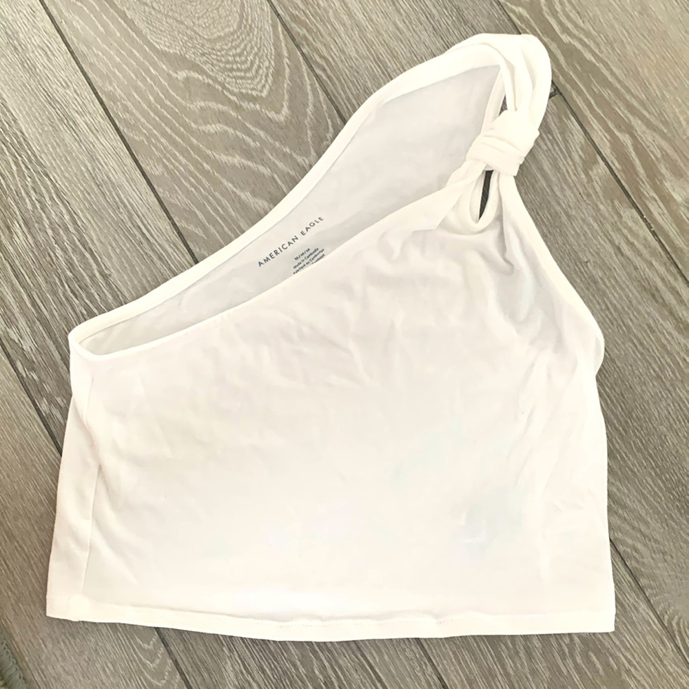 American Eagle White One Shoulder Tank Top